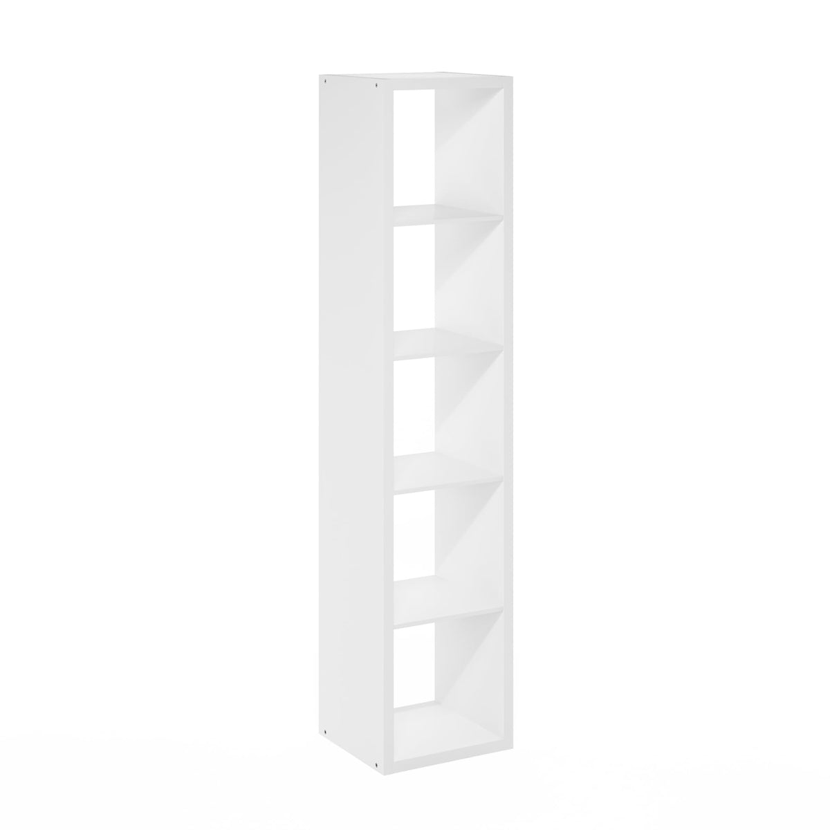 Furinno Cubicle Open Back Decorative Verticle Cube Storage Organizer, 5-Cube, White