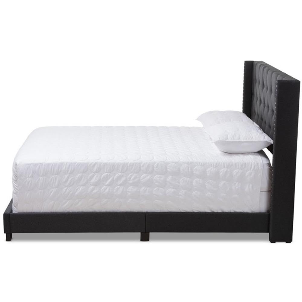 Baxton Studio Brady Modern and Contemporary Charcoal Grey Fabric Upholstered King Size Bed
