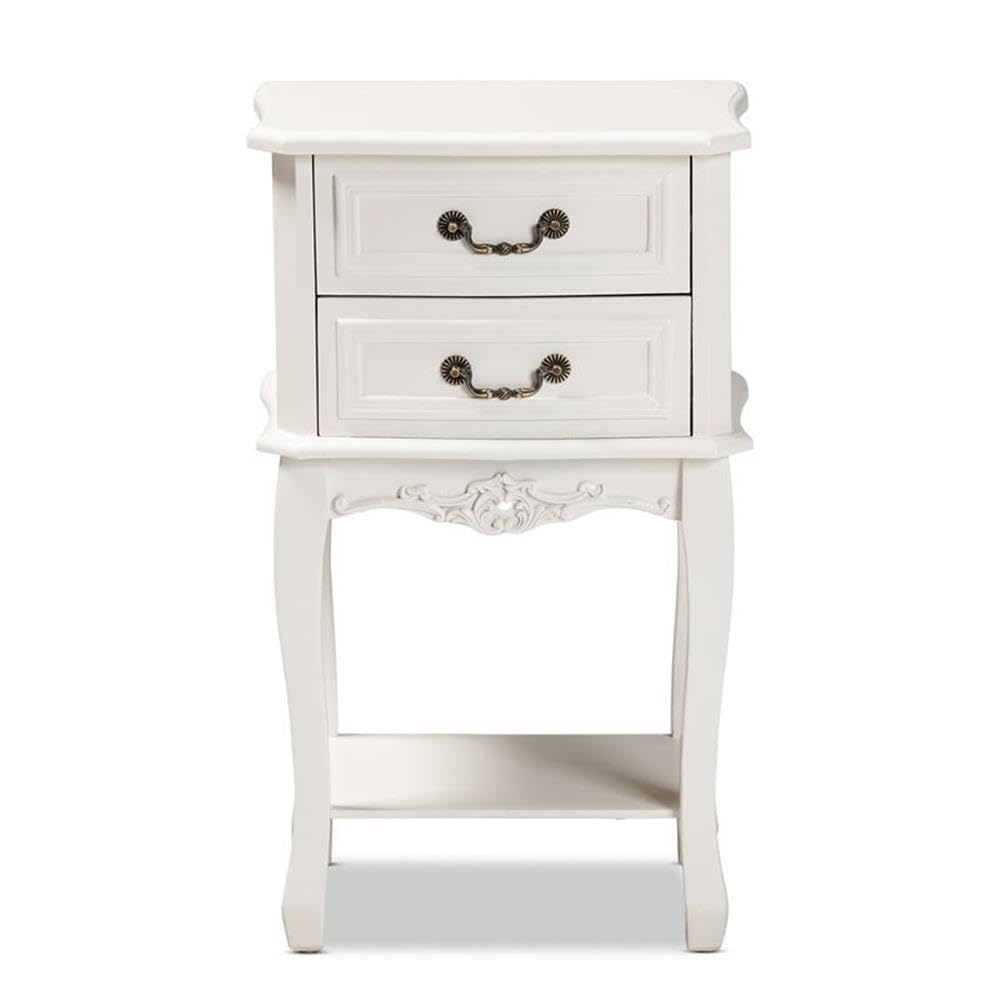 Baxton Studio Gabrielle Traditional French Country Provincial White-Finished 2-Drawer Wood Nightstand