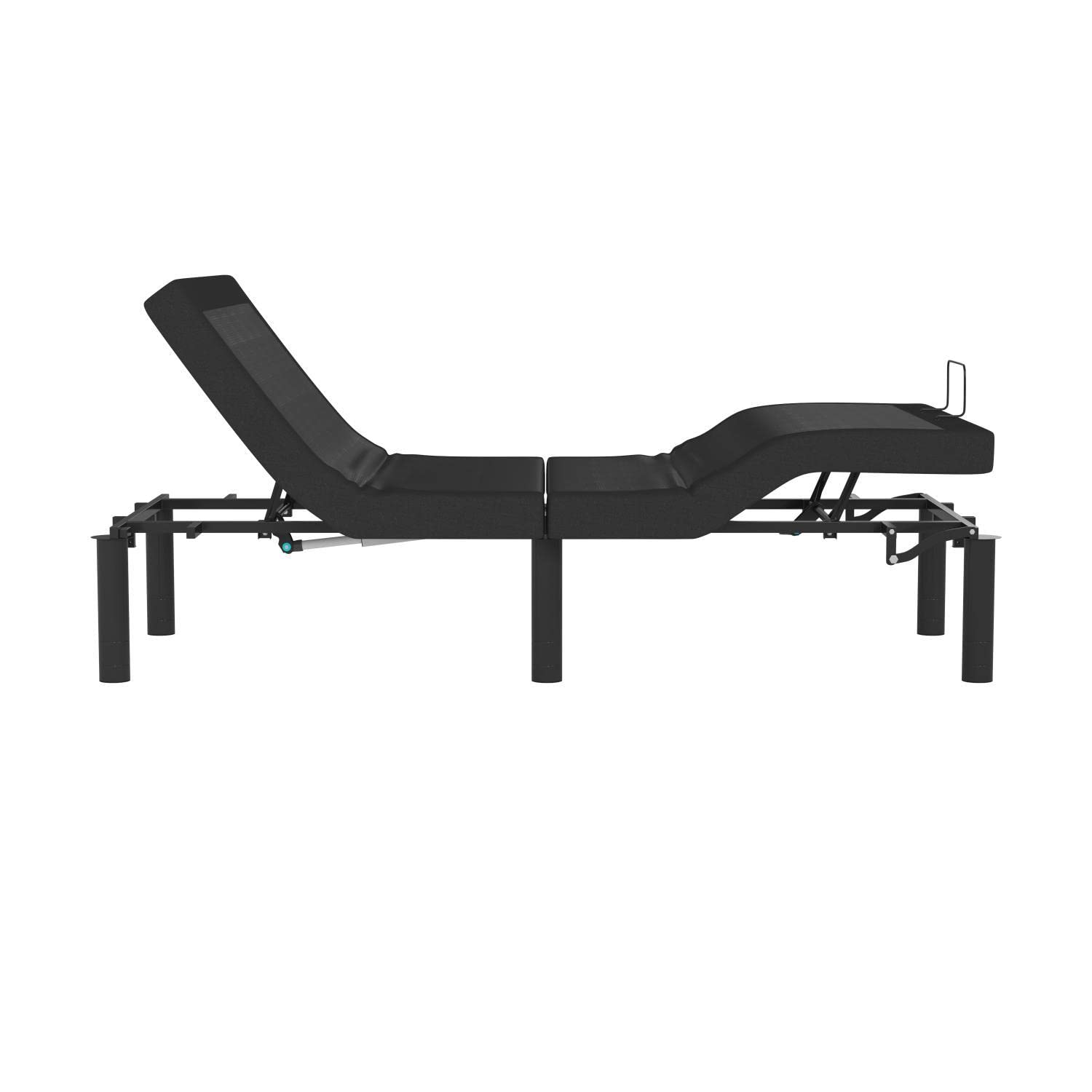 Flash Furniture Selene Adjustable Bed Base-Black Anti-Skid Upholstery-Height Adjustable Legs-Programmable Wireless Remote-Independent Head/Foot Incline-Twin XL