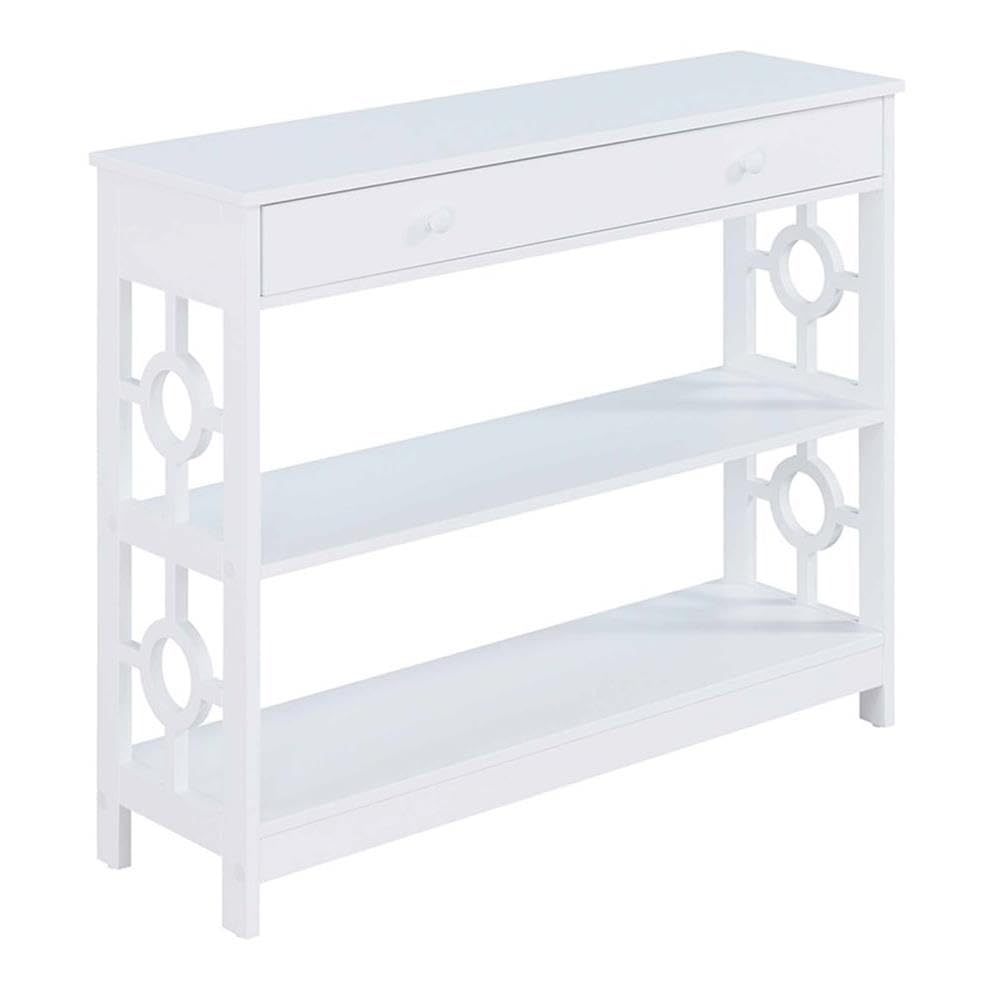 Convenience Concepts Ring 1 Drawer Console Table with Shelves, White