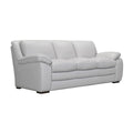Benjara Leather Upholstered Sofa with Block Cushion Seat and Pillow Armrests, Gray