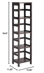 Ergode Timeless Espresso Shelving Unit with Small Storage Basket - 4-Tier Design