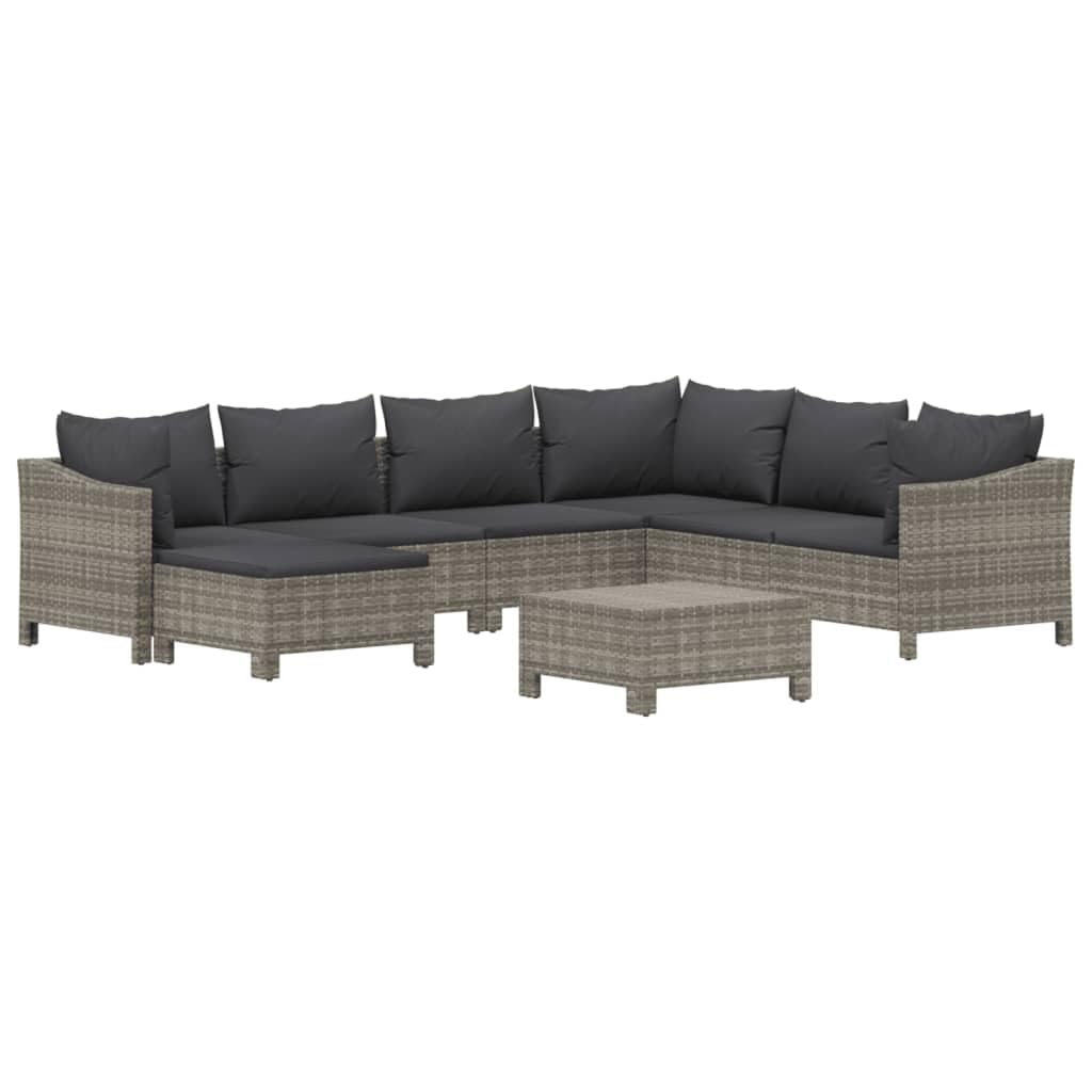 vidaXL 7 Piece Patio Lounge Set - Durable Weather-Resistant PE Rattan - Comfortable Padded Cushions - Gray