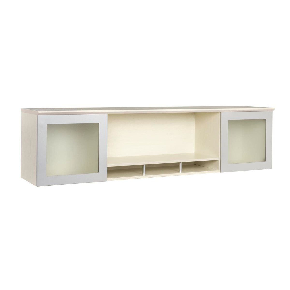 Safco Mayline Mnh63Tss Medina Hutch Cabinet With Glass Doors, 63&quot;W, Textured Sea Salt Laminate