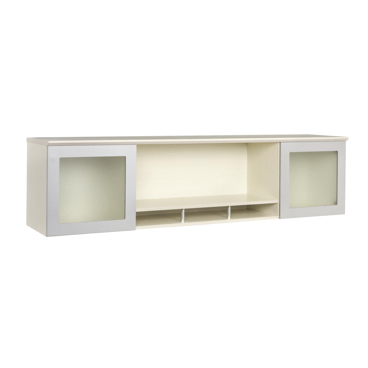 Safco Mayline Mnh63Tss Medina Hutch Cabinet With Glass Doors, 63"W, Textured Sea Salt Laminate