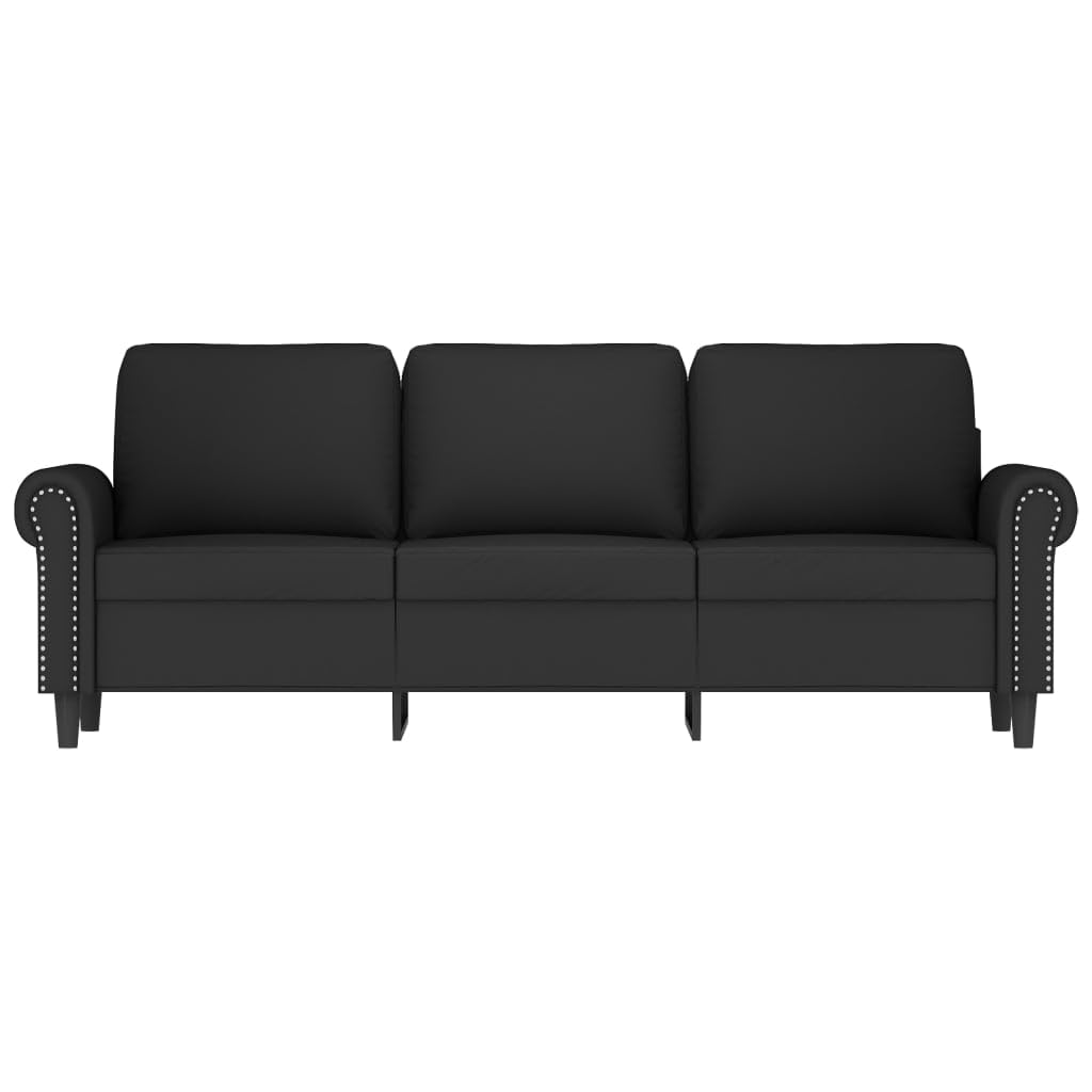 vidaXL Velvet 3-Seater Sofa - Modern Design with Metal Frame, Thickly Padded Seat and Armrest, Comfortable Back Pillows - Black