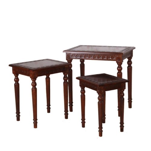 International Caravan Furniture Piece Carved Small 1/2 Moon 2-Tier Wall Table