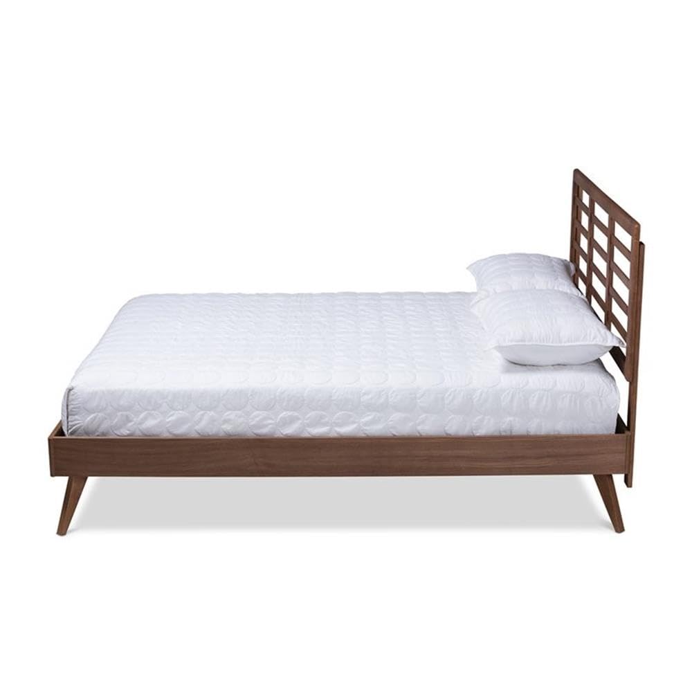 Baxton Studio Calisto Mid-Century Wood Full Platform Bed in Walnut Brown