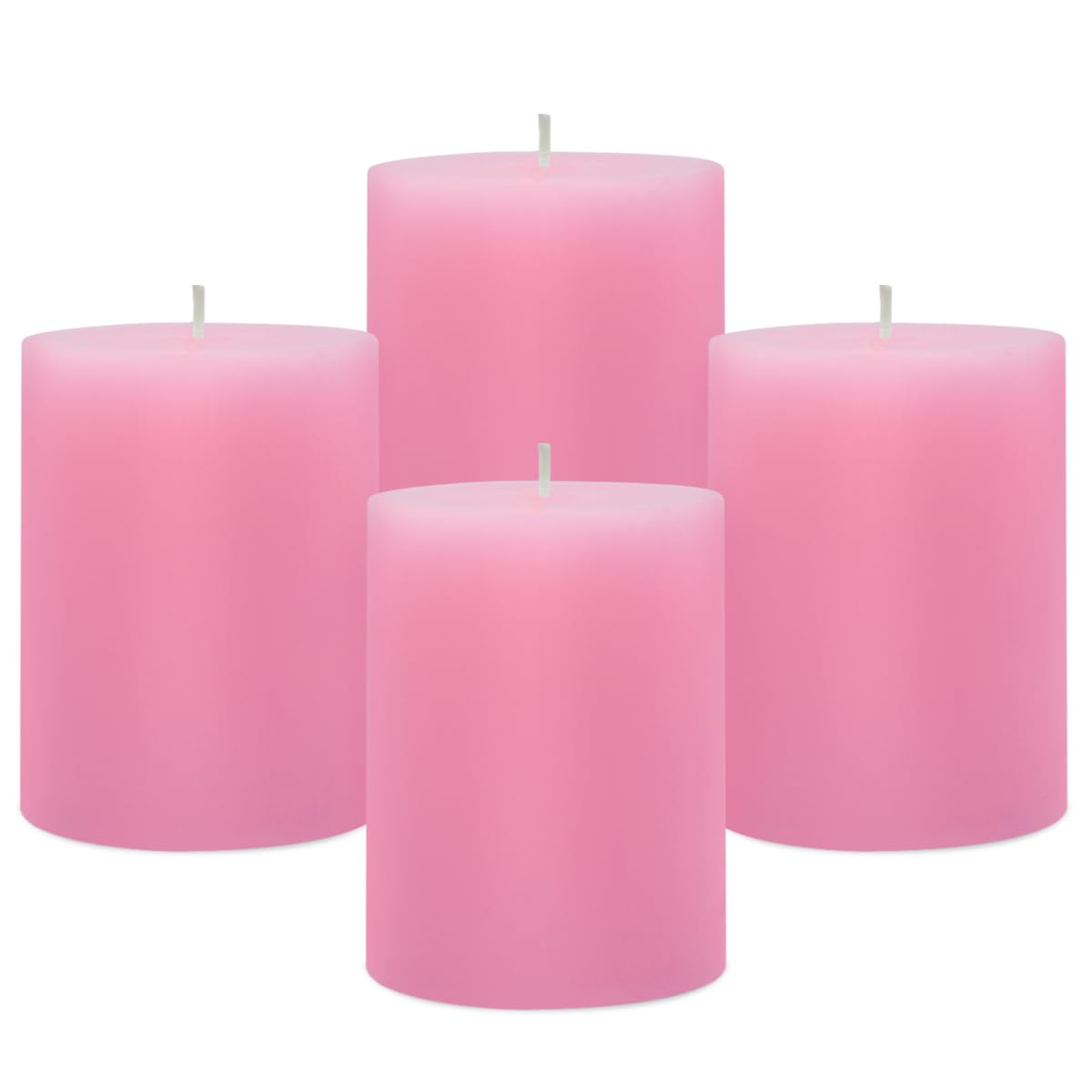 Amusaer 3x4 Inch Pink Pillar Candles 45 Hours Unscented Dripless Fat Candles for Christmas Weddings Home Holidays Relaxation Spa