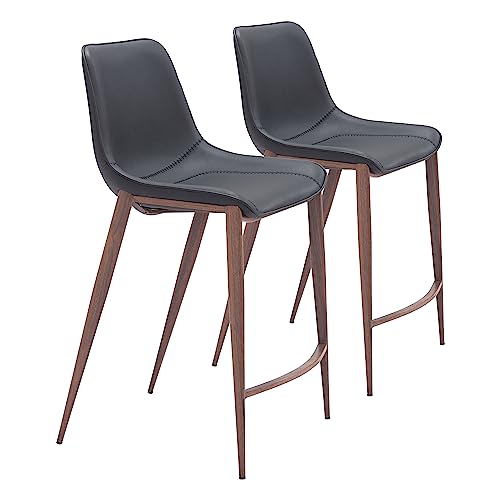 Zuo Magnus Counter Stool Black & Walnut