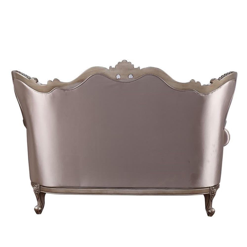 Acme Jayceon Fabric Tufted Loveseat with 2 Pillows in Champagne Beige