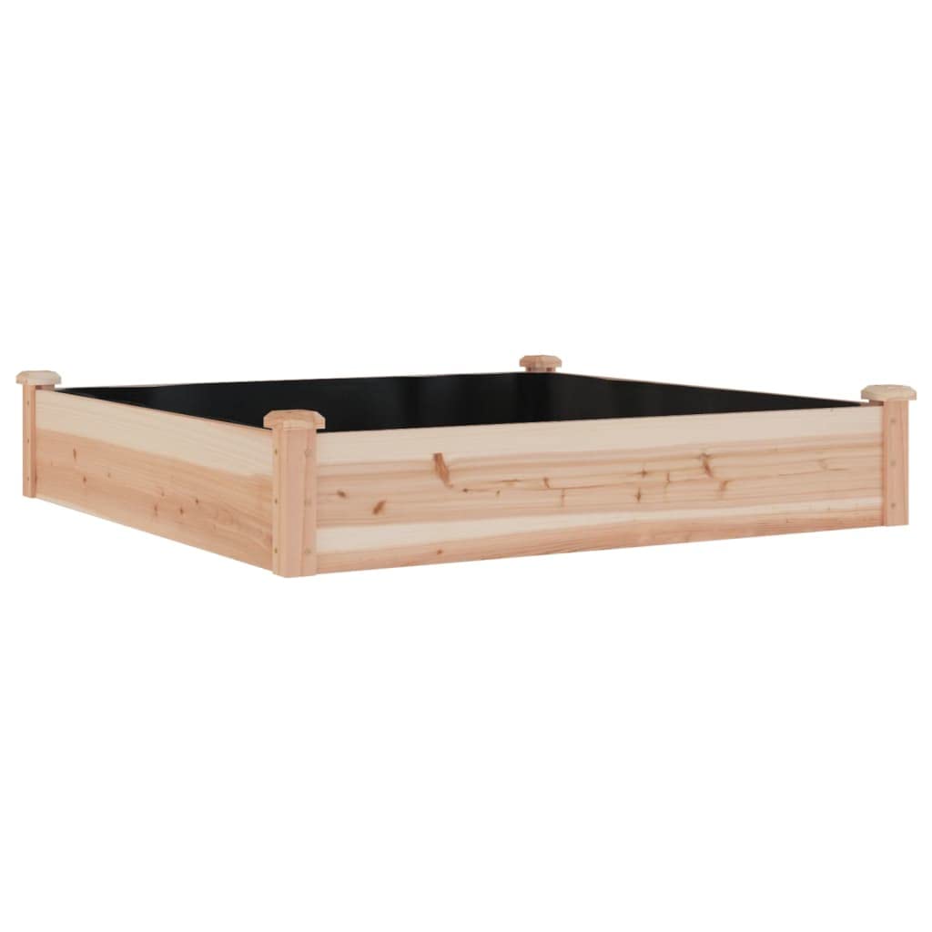 vidaXL Solid Fir Wood Garden Raised Bed - Outdoor Planter Pot with Protective Liner, 47.2''x47.2''x9.8'' - Ideal for Plants, Veg