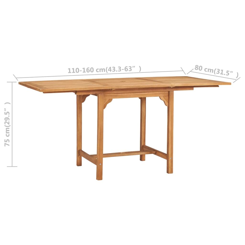 vidaXL Patio Dining Set 5 Piece, Outdoor Dining Set for Garden, Table and Chair for Balcony Dinner, Dining Table, Modern Style, Solid Teak Wood