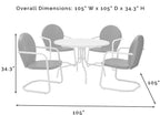 Crosley Furniture Griffith 5-Piece Outdoor Dining Set for 4, Retro Metal Round Patio Table and Chairs, Grasshopper Green