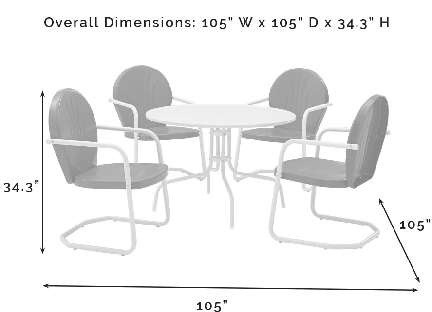 Crosley Furniture Griffith 5-Piece Outdoor Dining Set for 4, Retro Metal Round Patio Table and Chairs, Grasshopper Green