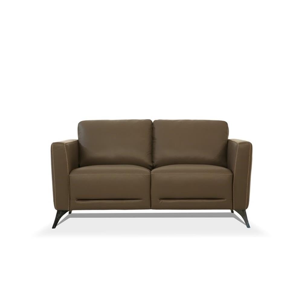 Acme Malaga Leather Loveseat In Espresso