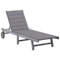 vidaXL Solid Acacia Wood Patio Sun Lounger with Adjustable Backrest and Footrest, Gray Cushion Included, Suitable for Outdoor Use