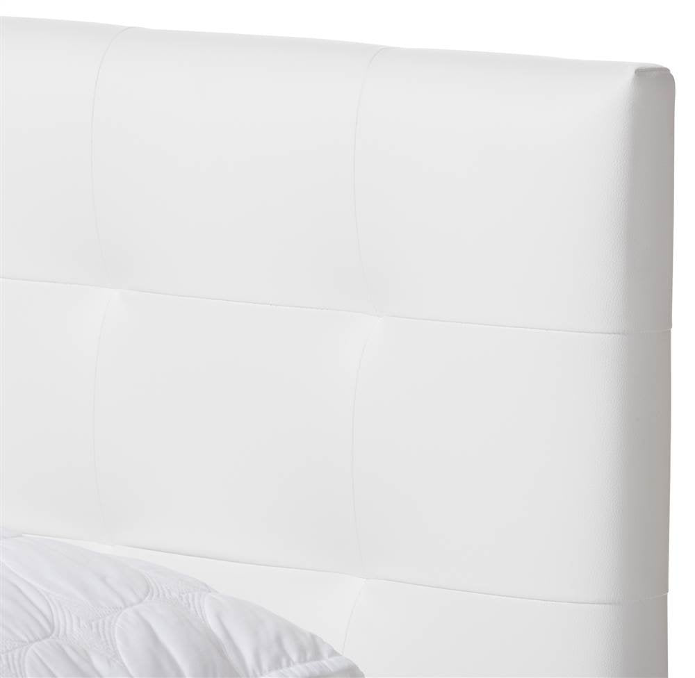 Baxton Studio Mitchell Faux Leather Queen Platform Bed in White