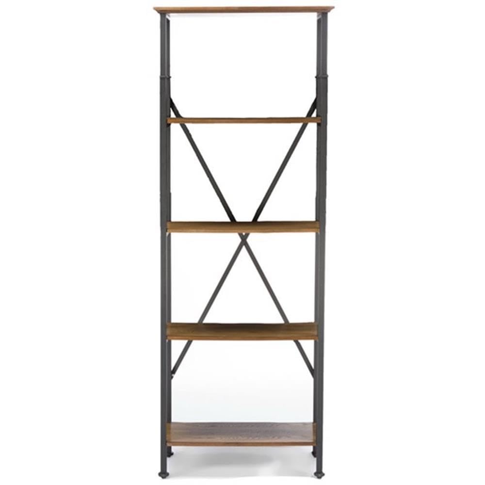 Baxton Studio Lancashire Wood and Metal Bookcase, Brown
