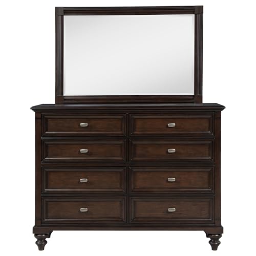 Coaster Home Furnishings Andover Traditional 58-inch 8-Drawer Bedroom Dresser with Mirror Bedroom Clothing Storage Cabinet Wide Chest of Drawers Organizer Unit Dark Oak 223633M