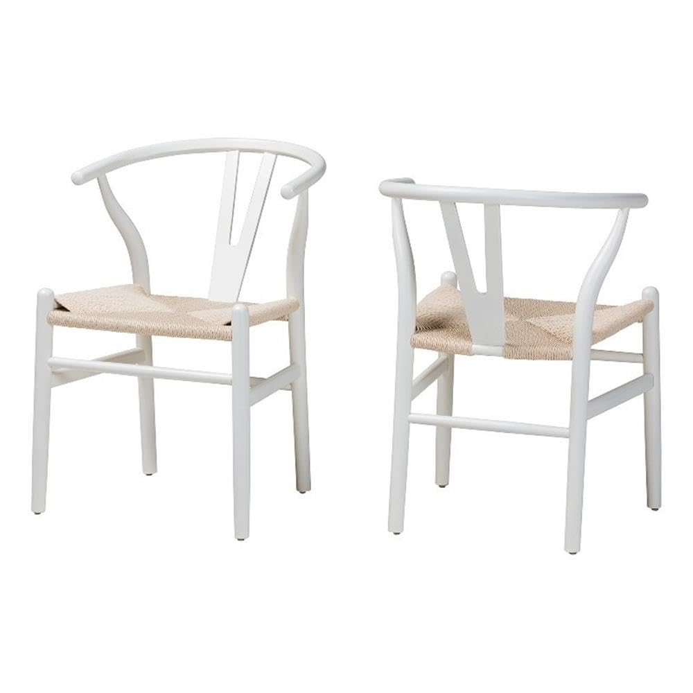 Baxton Studio Paxton Modern White Finished Wood 2-Piece Dining Chair Set