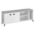 Monarch Specialties I 2841 Tv Stand, 60 Inch, Console, Media Entertainment Center, Storage Cabinet, Living Room, Bedroom, Laminate, Metal, Grey, White
