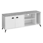 Monarch Specialties I 2841 Tv Stand, 60 Inch, Console, Media Entertainment Center, Storage Cabinet, Living Room, Bedroom, Laminate, Metal, Grey, White