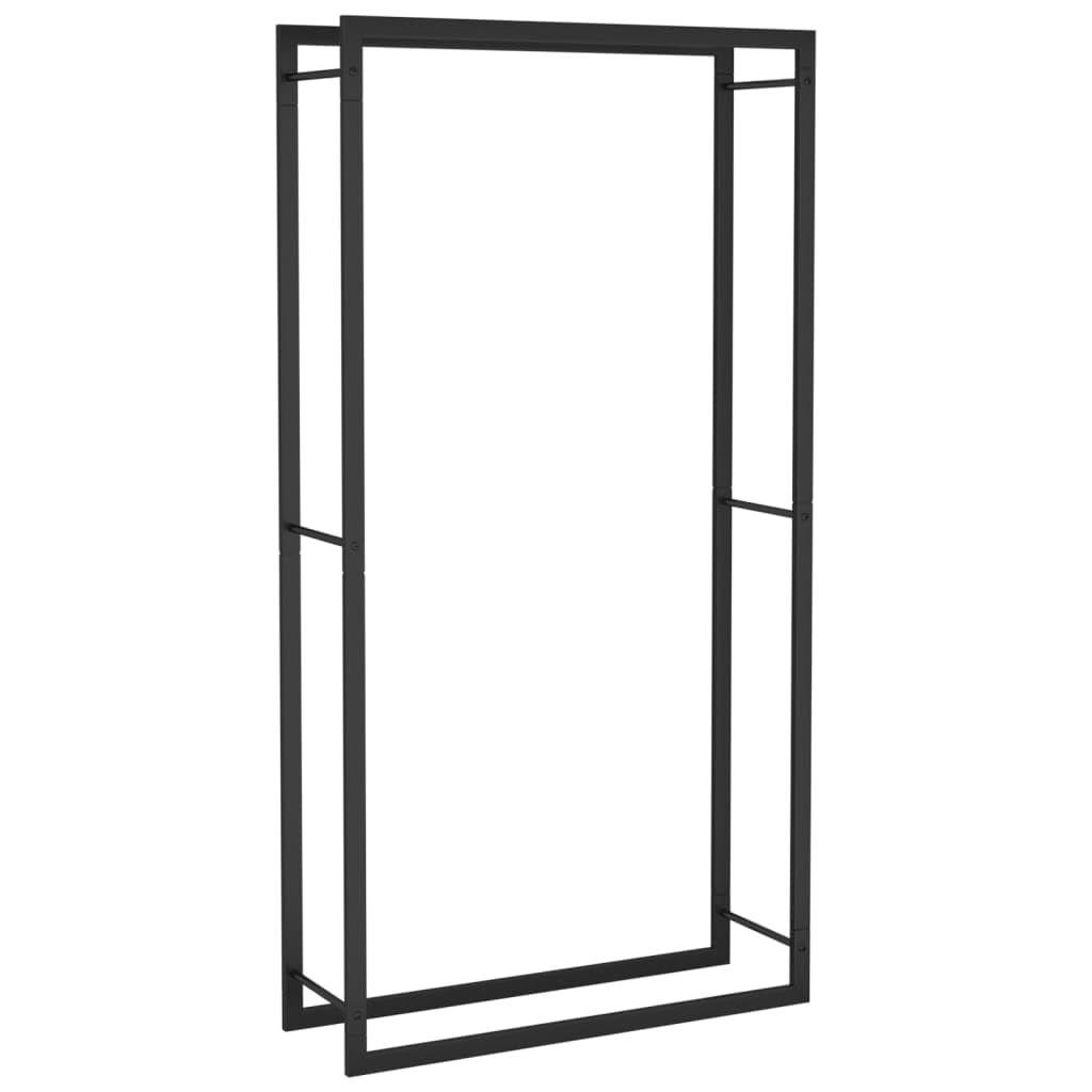 vidaXL Matt Black Steel Firewood Rack - Weather-, Large Log Stand for Fireplace or Log Burner, Ground-Elevated Design for Optima