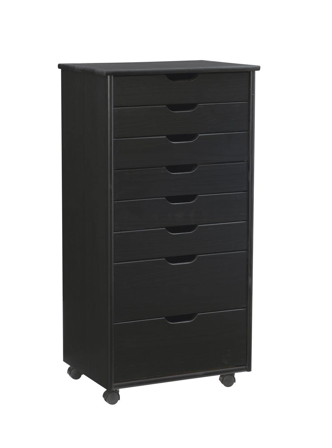 Cary Eight Drawer Rolling Storage Cart, Black