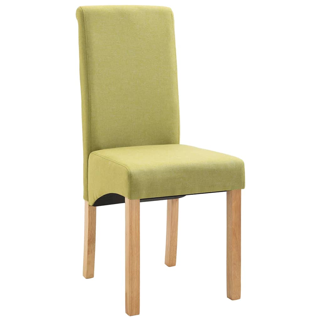 vidaXL Dining Chairs Set of 6 - Green Fabric Dining Room Chairs with Comfortable Seat and Backrest - Sturdy Wooden Frame
