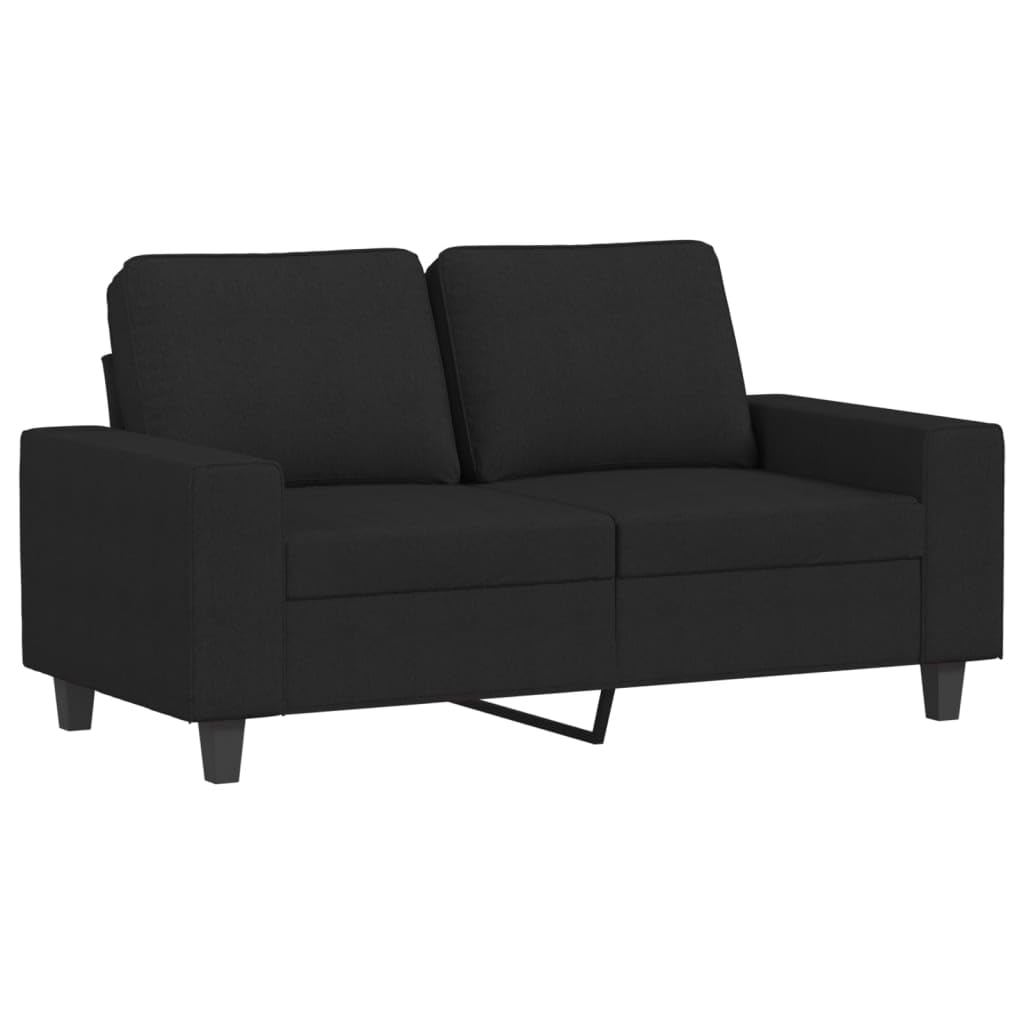 vidaXL Modern Fabric 2-Seater Sofa, Comfortable Lounging Couch with Thick Padding, Breathable Polyester Upholstery, Sturdy Metal Frame for Home, Office, Living Room - Black