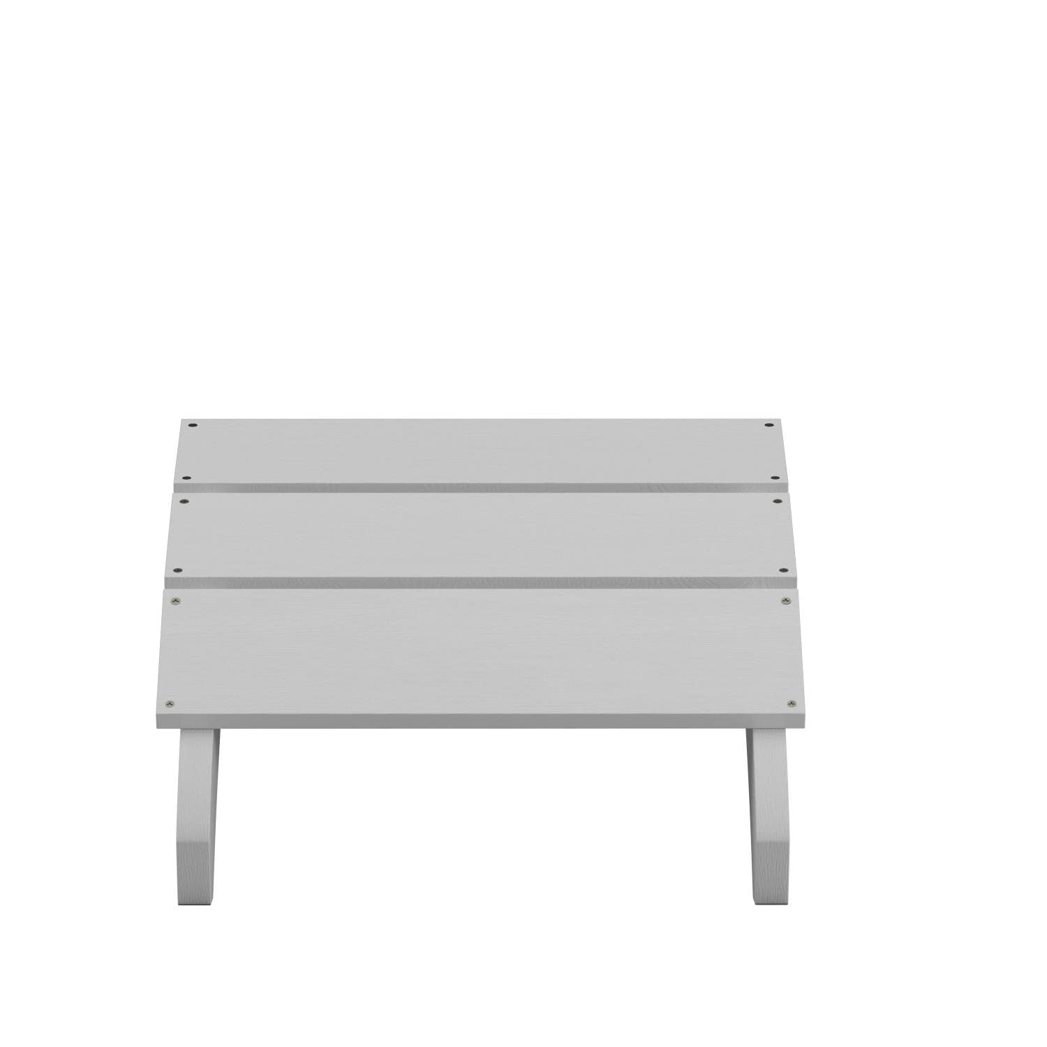 Flash Furniture Sawyer Indoor/Outdoor Commercial Grade Adirondack Ottoman - White All-Weather Adirondack Style Footrest