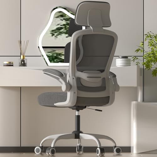 Mimoglad Office Chair, Comfy Desk Chair - High Back Ergonomic Computer Chair With Adjustable Lumbar Support & Headrest, Flip-Up