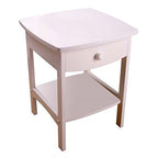 Ergode Claire Curved Nightstand - White | Versatile Bedroom Accent Table | Pull-Out Drawer & Bottom Shelf | (20315-VV)