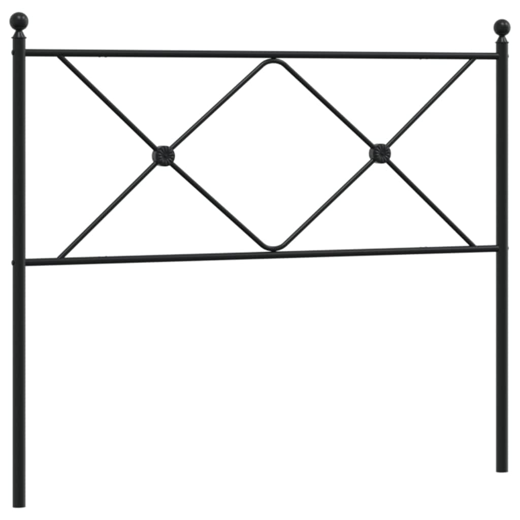 vidaXL Metal Headboard with Back Support for Bedroom - Black, Sturdy Steel Design, Simple Assembly, 41.3&quot;x1.2&quot;x35.6&quot; Compatible with 39.4&quot; Mattress