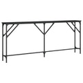 vidaXL Console Table with Metal Frame and Engineered Wood, Black, Rectangular Hallway Table for Living Room, Adjustable Feet