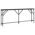 vidaXL Console Table with Metal Frame and Engineered Wood, Black, Rectangular Hallway Table for Living Room, Adjustable Feet