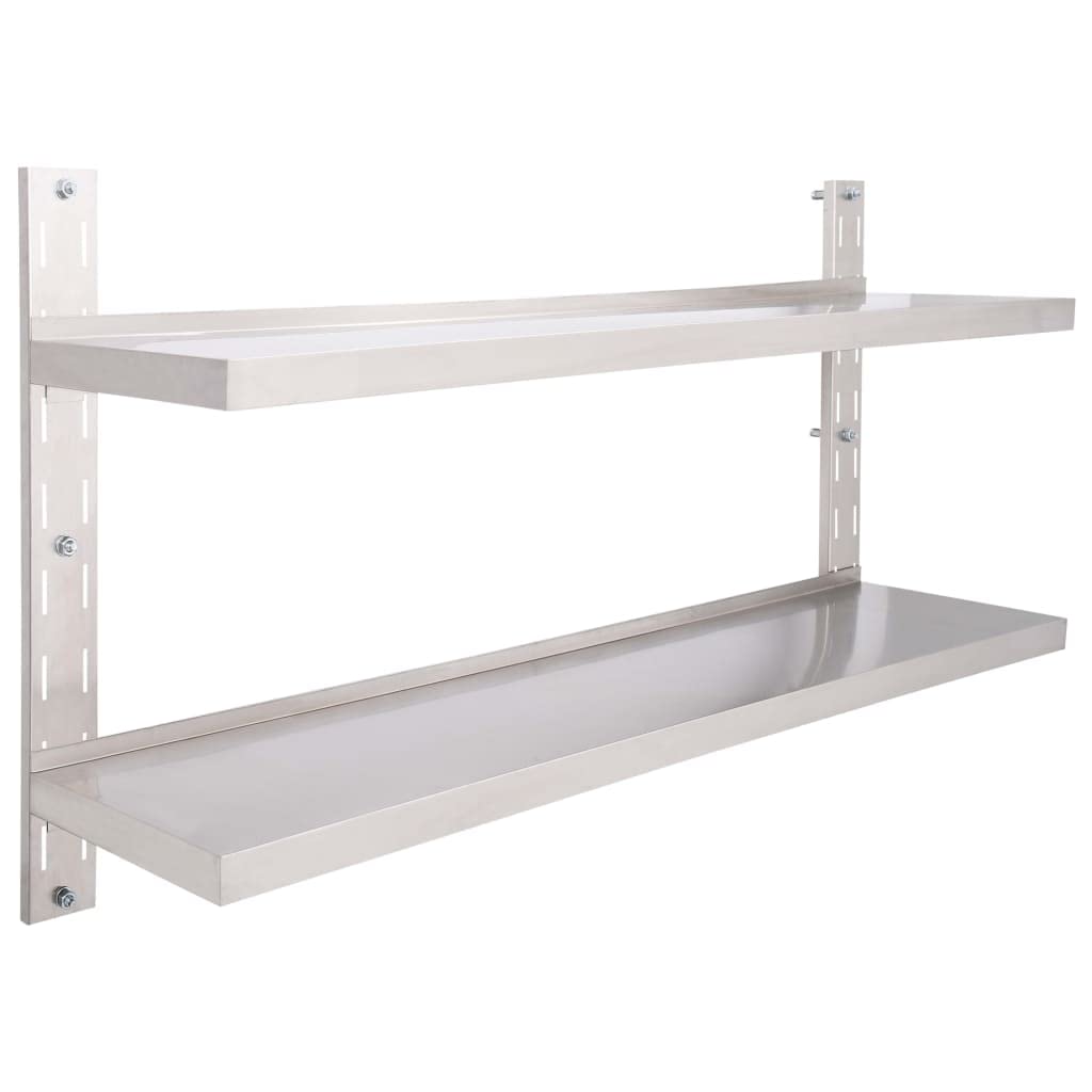 SKM 2-Tier Floating Wall Shelf Stainless Steel 59.1&quot;x11.8&quot; -1049