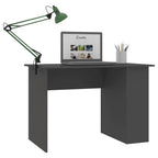 vidaXL Engineered Wood Desk - Multipurpose Gray Workstation with 2 Shelves for Organized Storage, Easy-to-Clean, Modern, Sleek Office/Study/Home Computer Desk