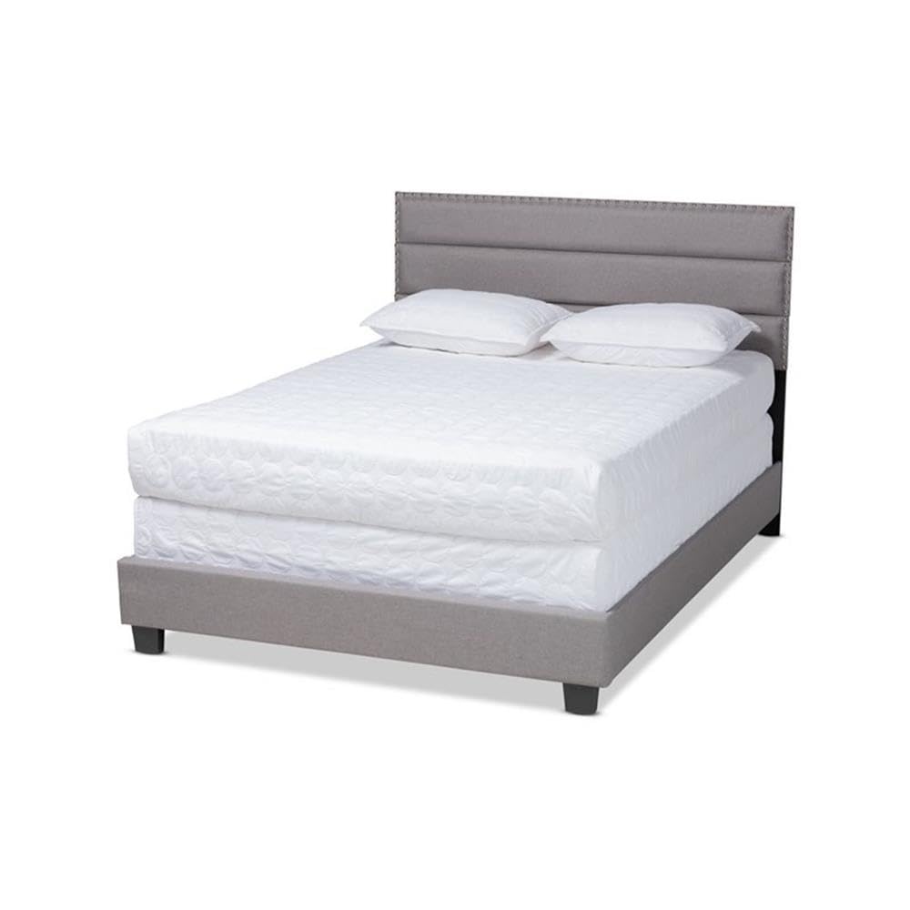 Baxton Studio Ansa Modern And Contemporary Grey Fabric Upholstered King Size Bed