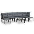 vidaXL 8 Piece Patio Lounge Set - Black and Gray - Weather-Resistant Poly Rattan with Powder-Coated Steel Frame - Includes Table