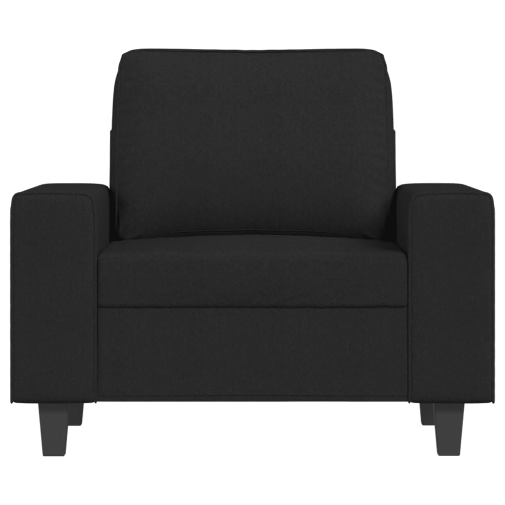 vidaXL Comfortable Black Sofa Chair in Fabric and Metal - Modern 1-Seater Design for Living Room/Office/Lounge Area