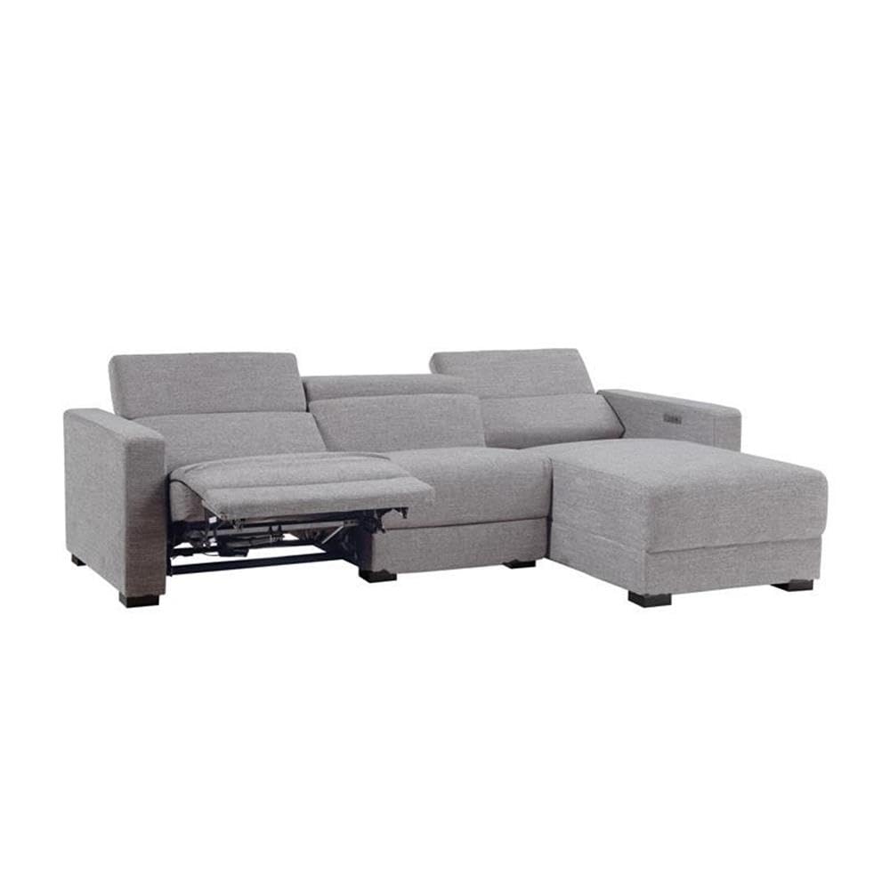 Steve Silver Zara Light Gray Polyester Fabric Power Reclining Sectional
