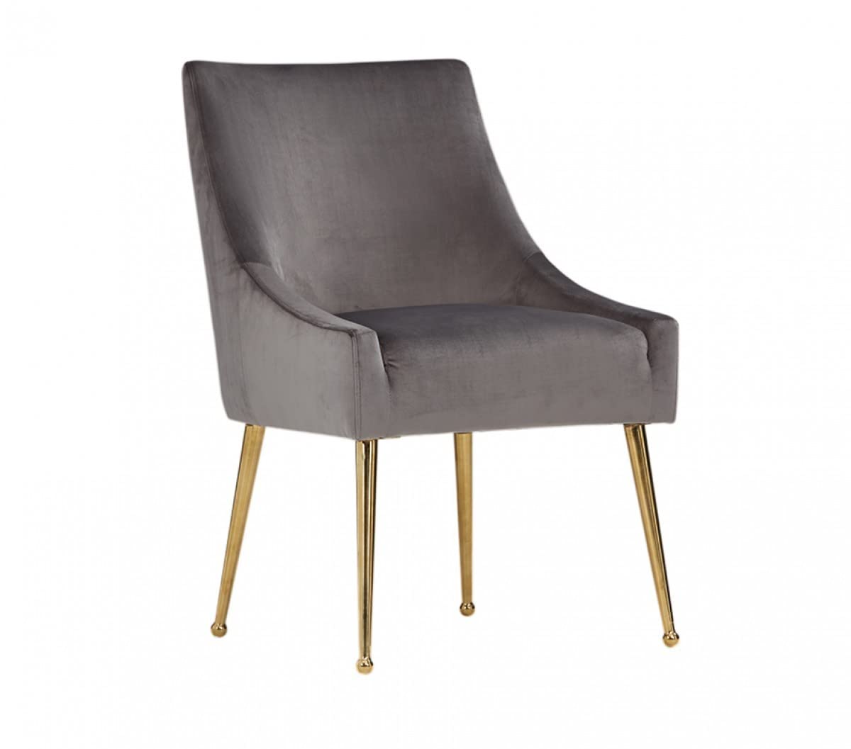 HomeRoots Grey Fabric, Steel Set of Two Gray Rosegold Velvet Dining Chairs