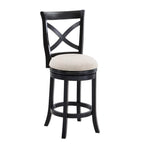 American Woodcrafters Belmont Black X-Back Swivel Solid Wood 26-Inch Seat Height Bar Stool