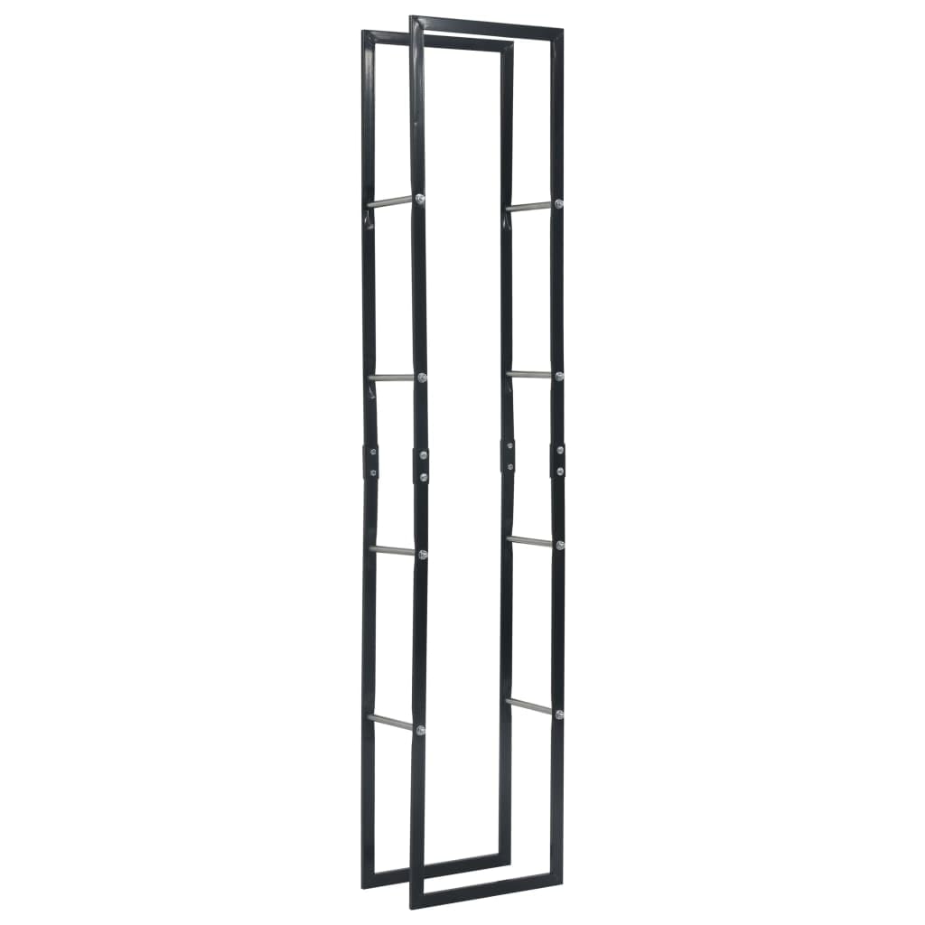 vidaXL Firewood Rack Black 15.7&quot;x9.8&quot;x78.7&quot; Steel
