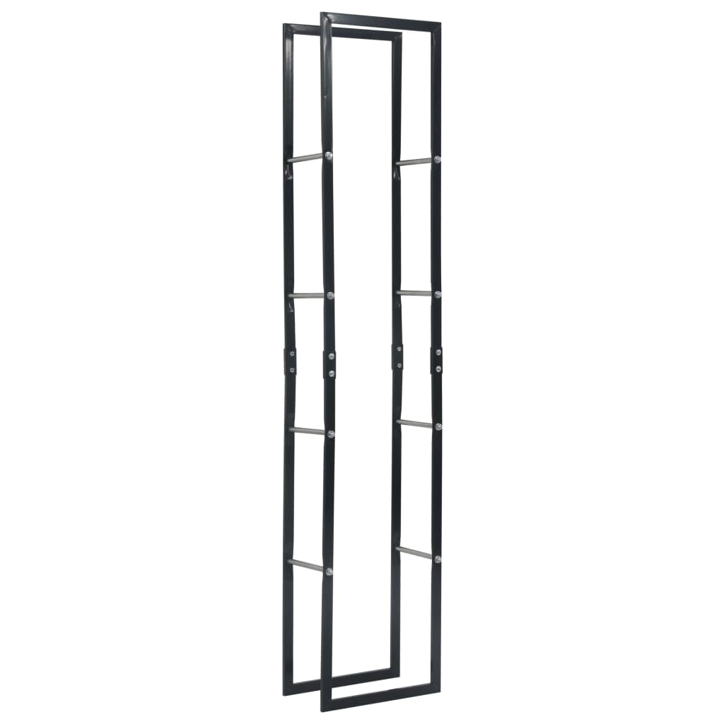 vidaXL Firewood Rack Black 15.7&quot;x9.8&quot;x78.7&quot; Steel