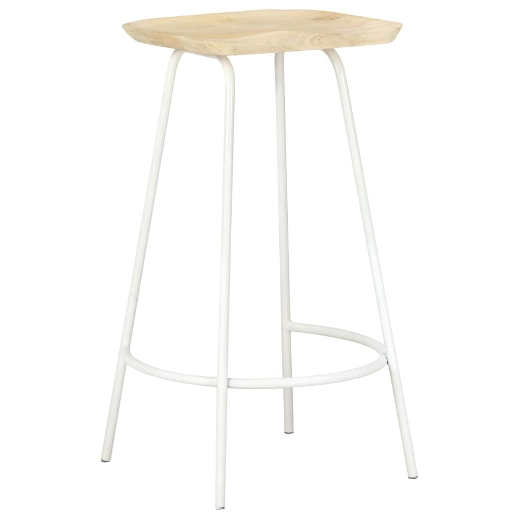 vidaXL - 2 pcs Set of Solid Mango Wood Bar Stools with Built-in Footrests and Attractive Bleached Finish, Ideal for Entertainment and Daily Use
