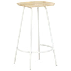 vidaXL - 2 pcs Set of Solid Mango Wood Bar Stools with Built-in Footrests and Attractive Bleached Finish, Ideal for Entertainment and Daily Use